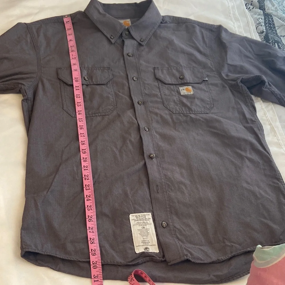 Carhartt Men's Button Down Work Shirt in Gray - Picture 5 of 7